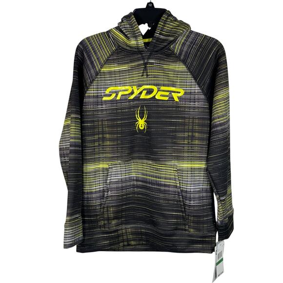 Spyder Youth Boys Large Hoodie Hooded Long Sleeve DryWeb Wicking Abstract New - Picture 1 of 8